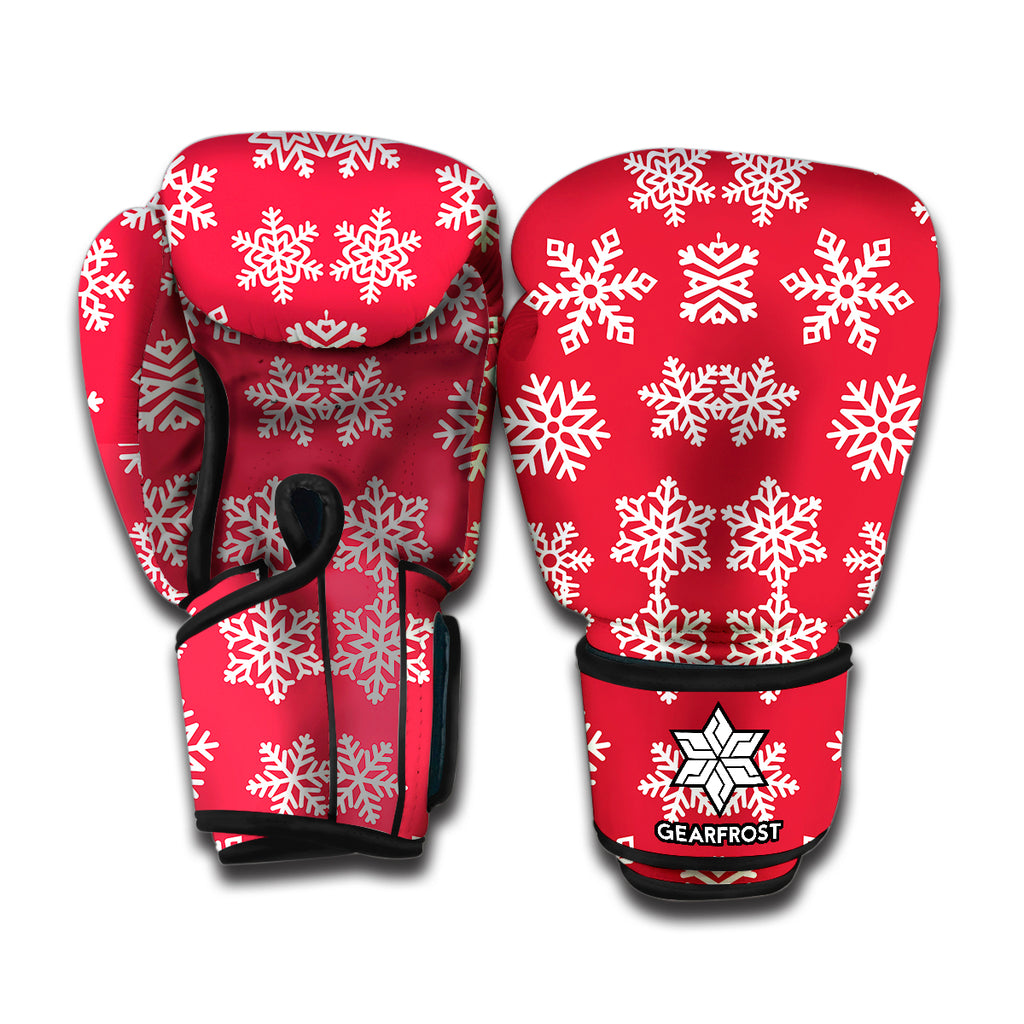 Merry Christmas Snowflakes Pattern Print Boxing Gloves