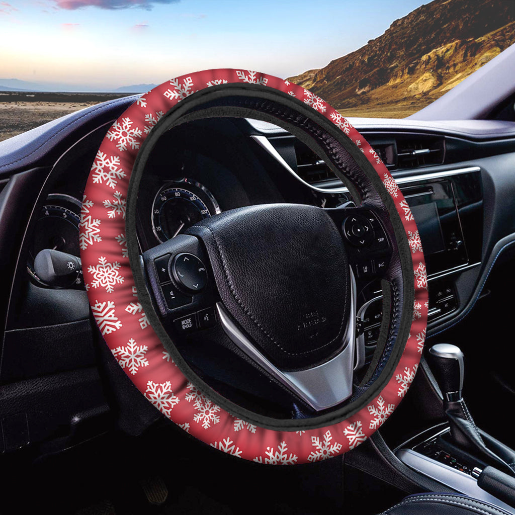 Merry Christmas Snowflakes Pattern Print Car Steering Wheel Cover