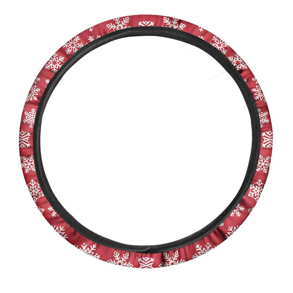Merry Christmas Snowflakes Pattern Print Car Steering Wheel Cover
