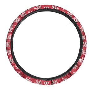 Merry Christmas Snowflakes Pattern Print Car Steering Wheel Cover