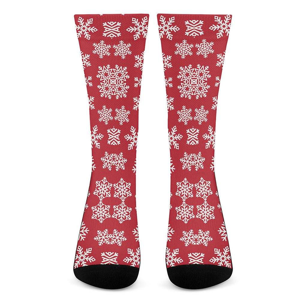 Merry Christmas Snowflakes Pattern Print Crew Socks