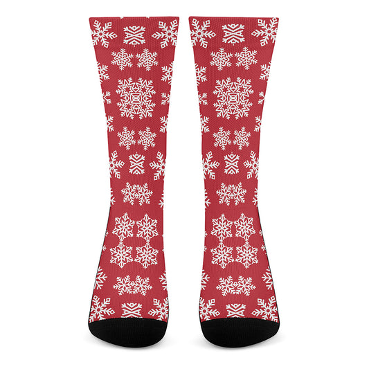 Merry Christmas Snowflakes Pattern Print Crew Socks