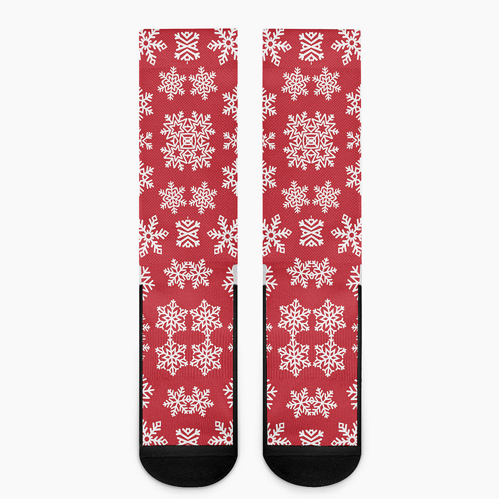 Merry Christmas Snowflakes Pattern Print Crew Socks