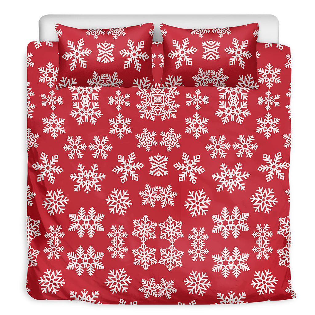 Merry Christmas Snowflakes Pattern Print Duvet Cover Bedding Set