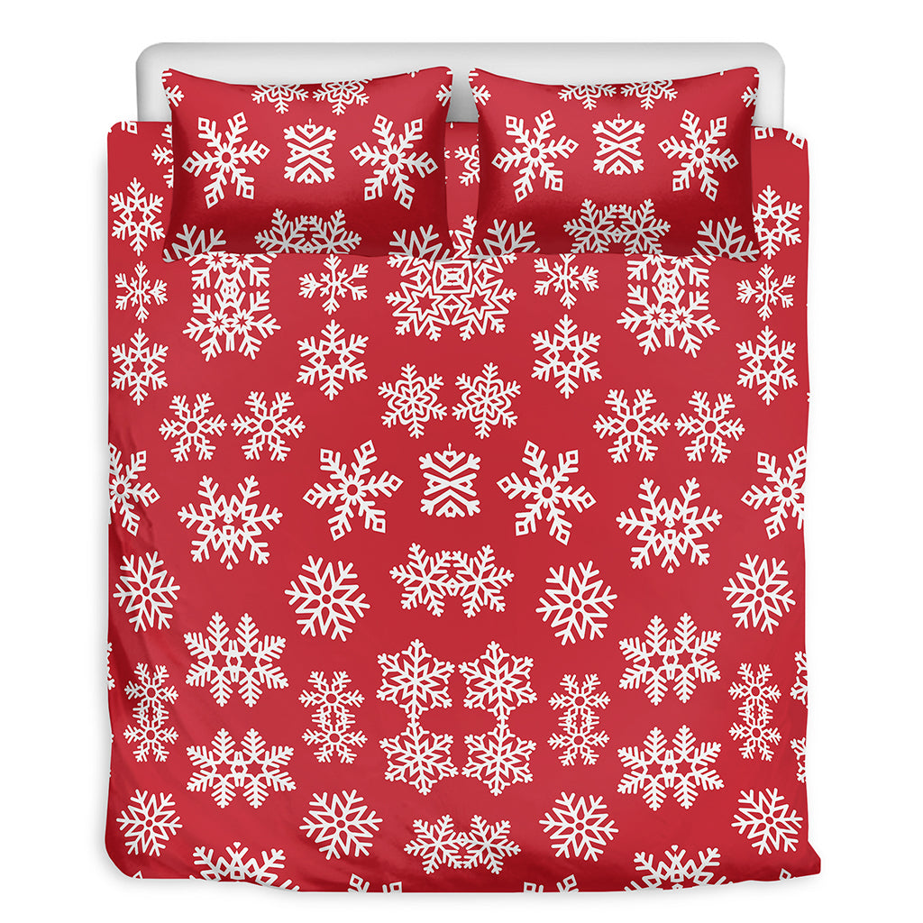 Merry Christmas Snowflakes Pattern Print Duvet Cover Bedding Set