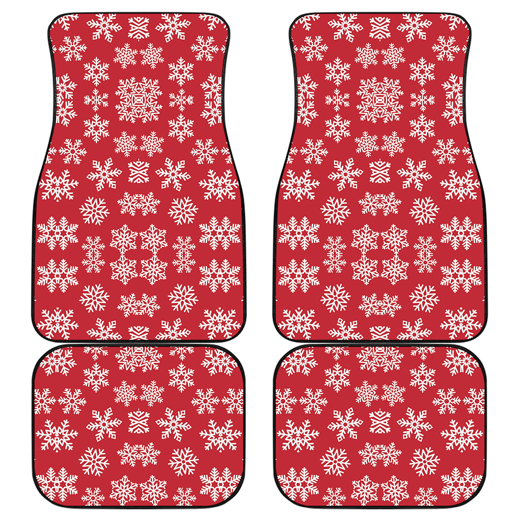 Merry Christmas Snowflakes Pattern Print Front and Back Car Floor Mats