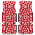 Merry Christmas Snowflakes Pattern Print Front and Back Car Floor Mats