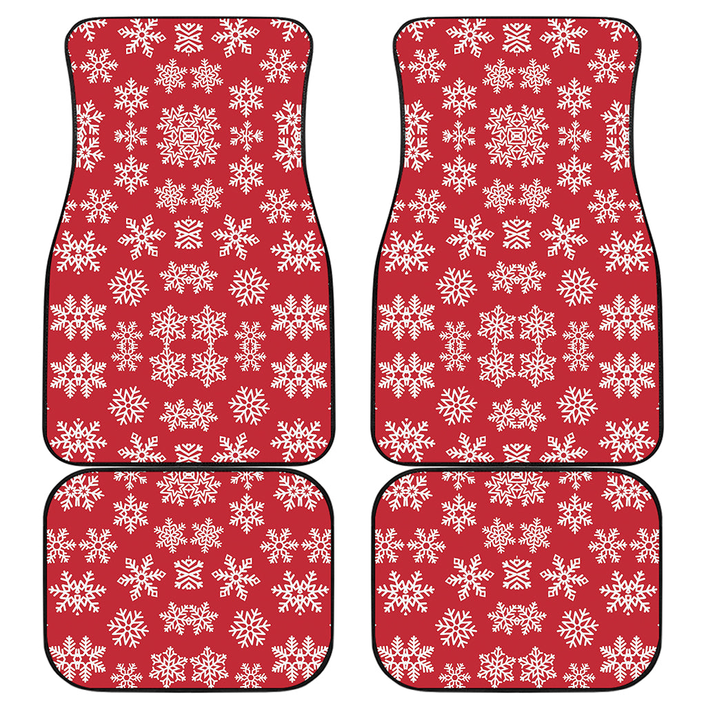 Merry Christmas Snowflakes Pattern Print Front and Back Car Floor Mats