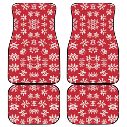 Merry Christmas Snowflakes Pattern Print Front and Back Car Floor Mats