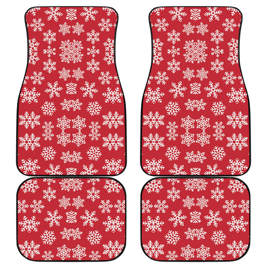 Merry Christmas Snowflakes Pattern Print Front and Back Car Floor Mats
