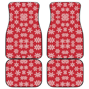 Merry Christmas Snowflakes Pattern Print Front and Back Car Floor Mats