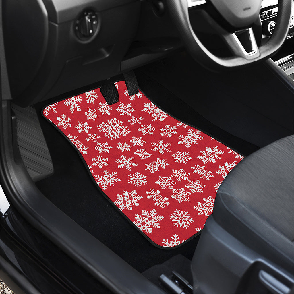 Merry Christmas Snowflakes Pattern Print Front and Back Car Floor Mats