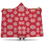 Merry Christmas Snowflakes Pattern Print Hooded Blanket