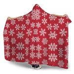Merry Christmas Snowflakes Pattern Print Hooded Blanket