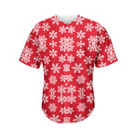 Merry Christmas Snowflakes Pattern Print Men's Baseball Jersey