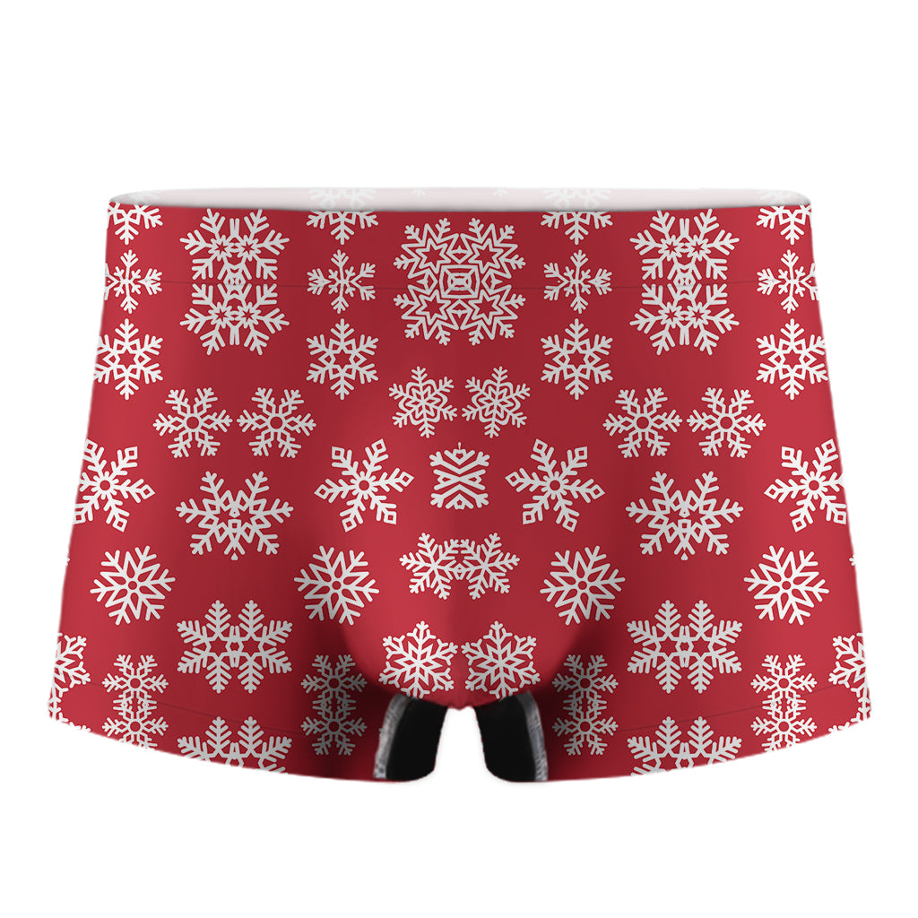 Merry Christmas Snowflakes Pattern Print Men's Boxer Briefs