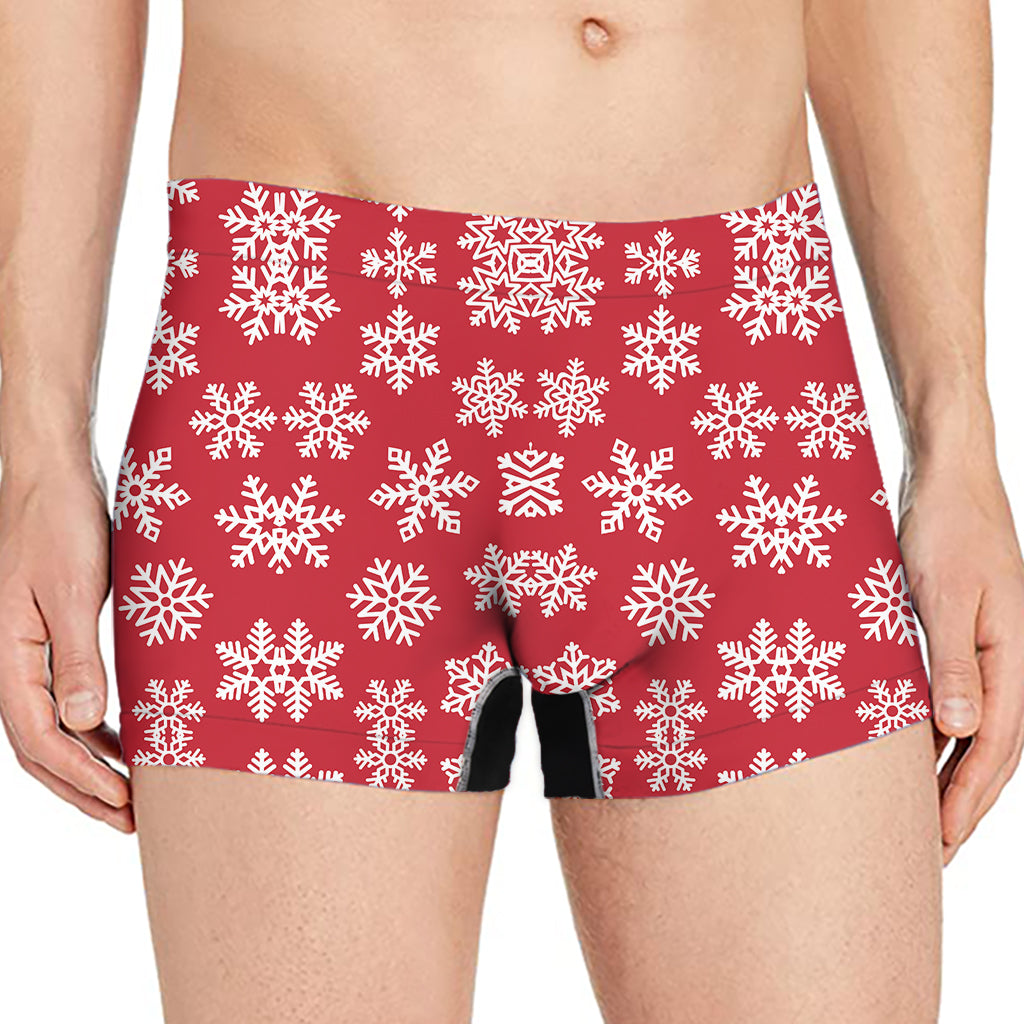 Merry Christmas Snowflakes Pattern Print Men's Boxer Briefs