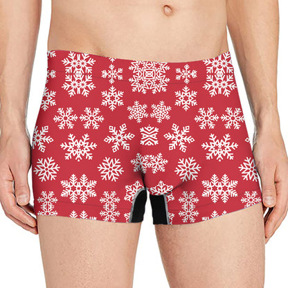 Merry Christmas Snowflakes Pattern Print Men's Boxer Briefs