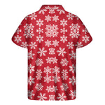 Merry Christmas Snowflakes Pattern Print Men's Short Sleeve Shirt