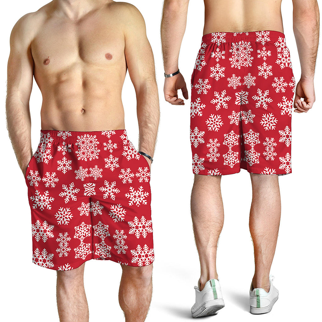 Merry Christmas Snowflakes Pattern Print Men's Shorts