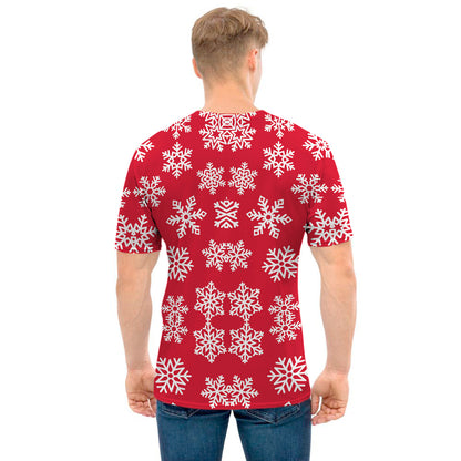 Merry Christmas Snowflakes Pattern Print Men's T-Shirt