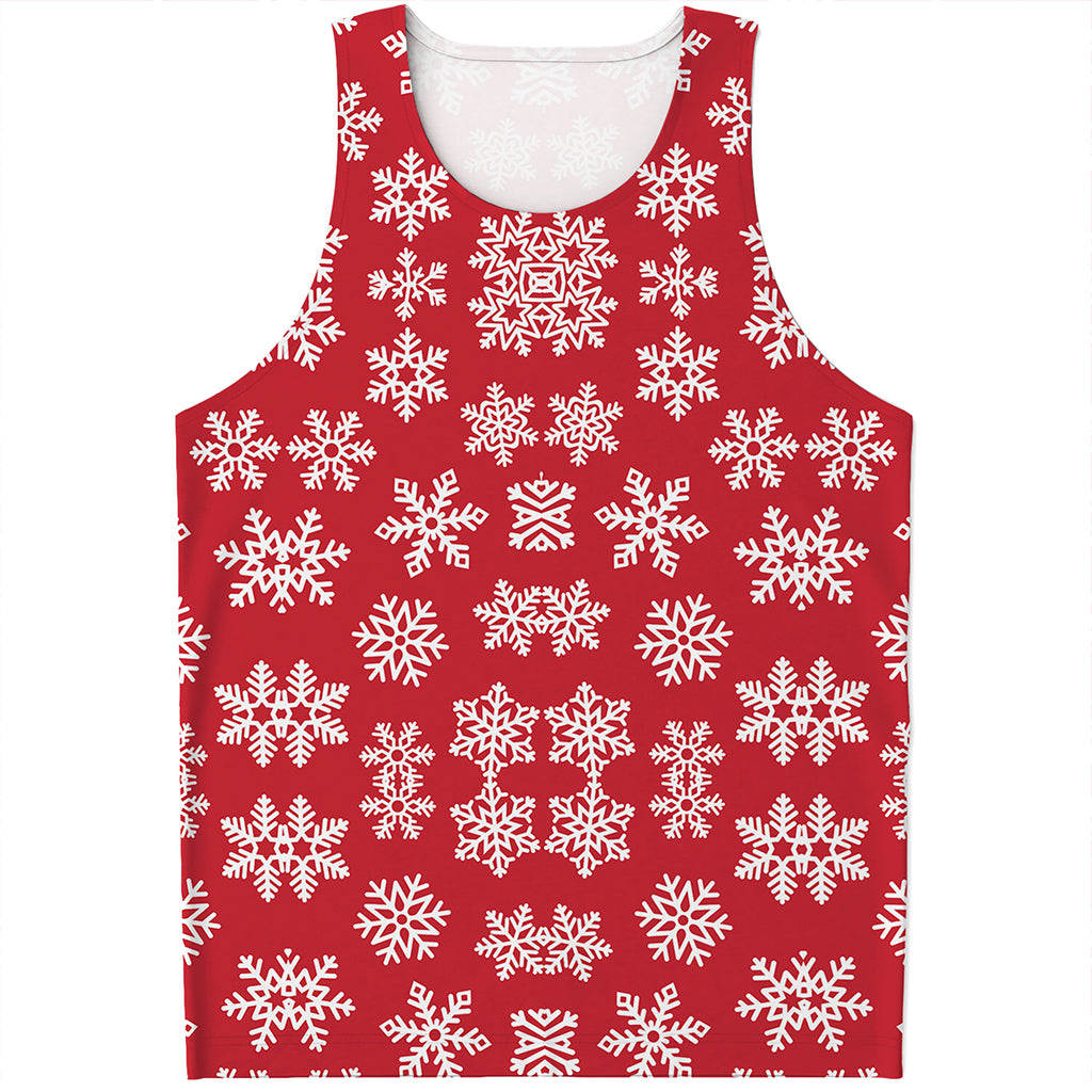 Merry Christmas Snowflakes Pattern Print Men's Tank Top