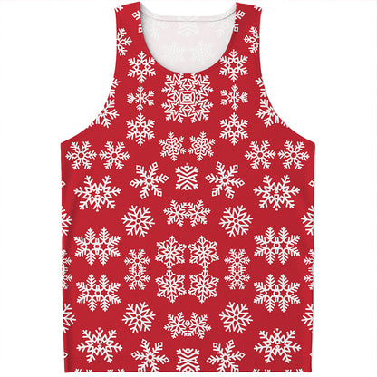 Merry Christmas Snowflakes Pattern Print Men's Tank Top