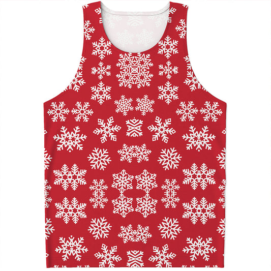 Merry Christmas Snowflakes Pattern Print Men's Tank Top