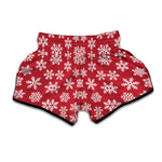 Merry Christmas Snowflakes Pattern Print Muay Thai Boxing Shorts