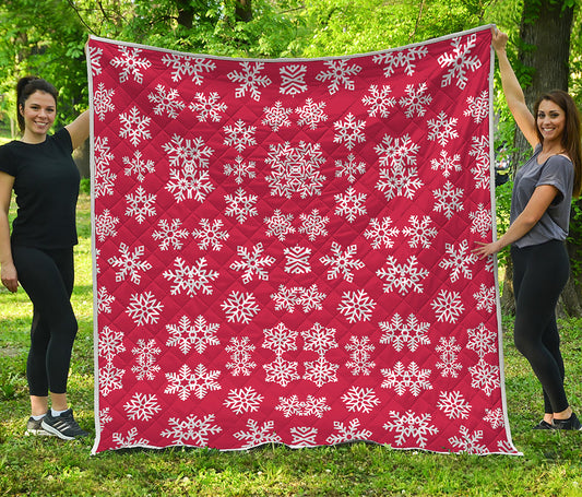 Merry Christmas Snowflakes Pattern Print Quilt