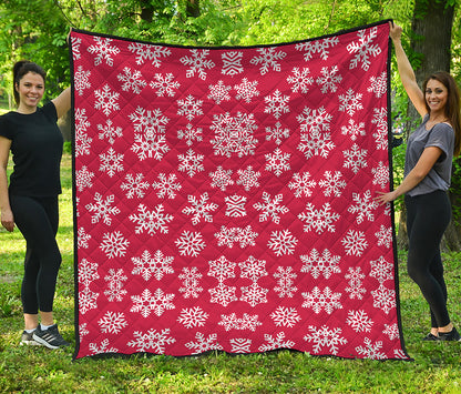 Merry Christmas Snowflakes Pattern Print Quilt