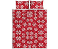 Merry Christmas Snowflakes Pattern Print Quilt Bed Set