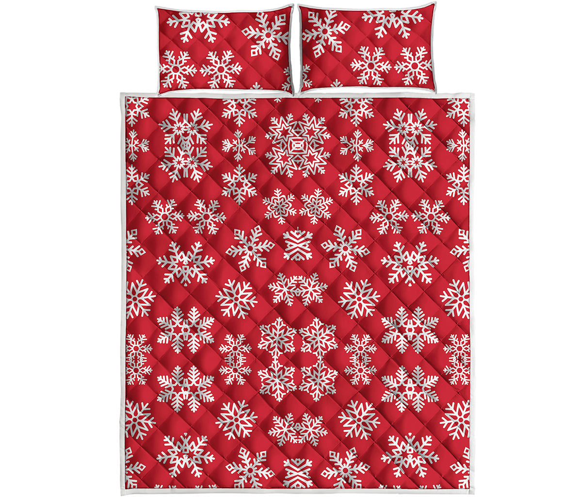 Merry Christmas Snowflakes Pattern Print Quilt Bed Set