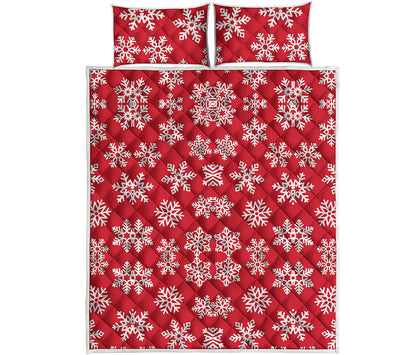 Merry Christmas Snowflakes Pattern Print Quilt Bed Set