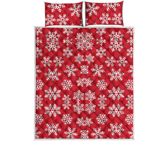 Merry Christmas Snowflakes Pattern Print Quilt Bed Set