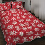 Merry Christmas Snowflakes Pattern Print Quilt Bed Set