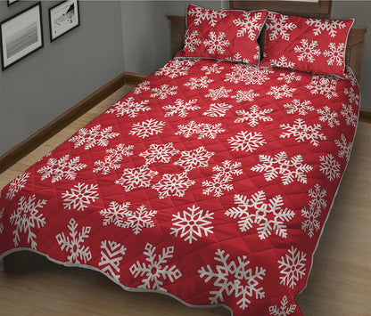 Merry Christmas Snowflakes Pattern Print Quilt Bed Set