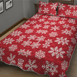 Merry Christmas Snowflakes Pattern Print Quilt Bed Set