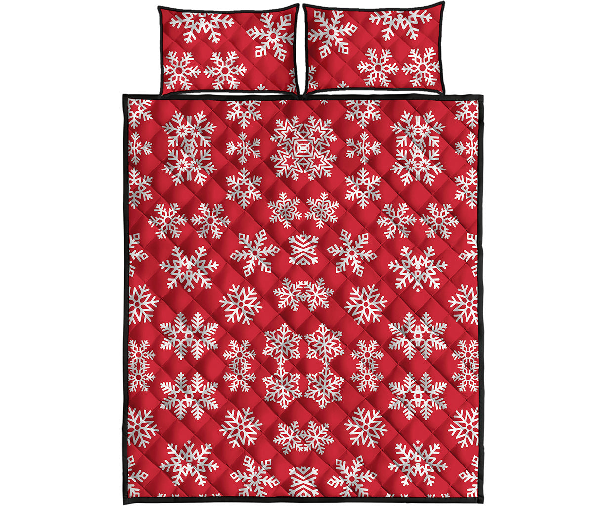 Merry Christmas Snowflakes Pattern Print Quilt Bed Set