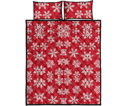 Merry Christmas Snowflakes Pattern Print Quilt Bed Set