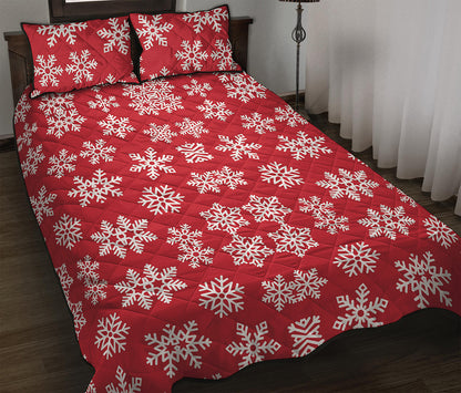 Merry Christmas Snowflakes Pattern Print Quilt Bed Set