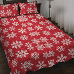 Merry Christmas Snowflakes Pattern Print Quilt Bed Set