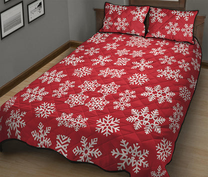 Merry Christmas Snowflakes Pattern Print Quilt Bed Set