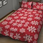Merry Christmas Snowflakes Pattern Print Quilt Bed Set