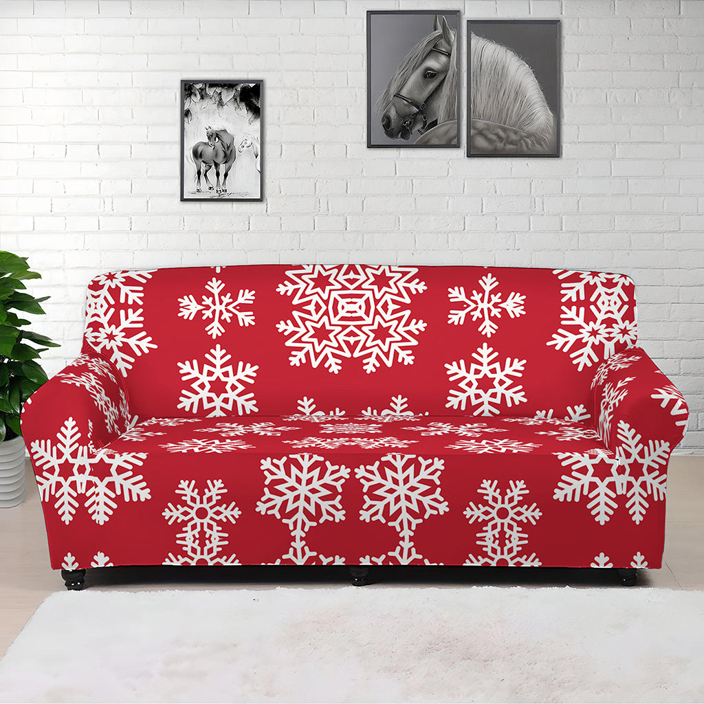 Merry Christmas Snowflakes Pattern Print Sofa Cover