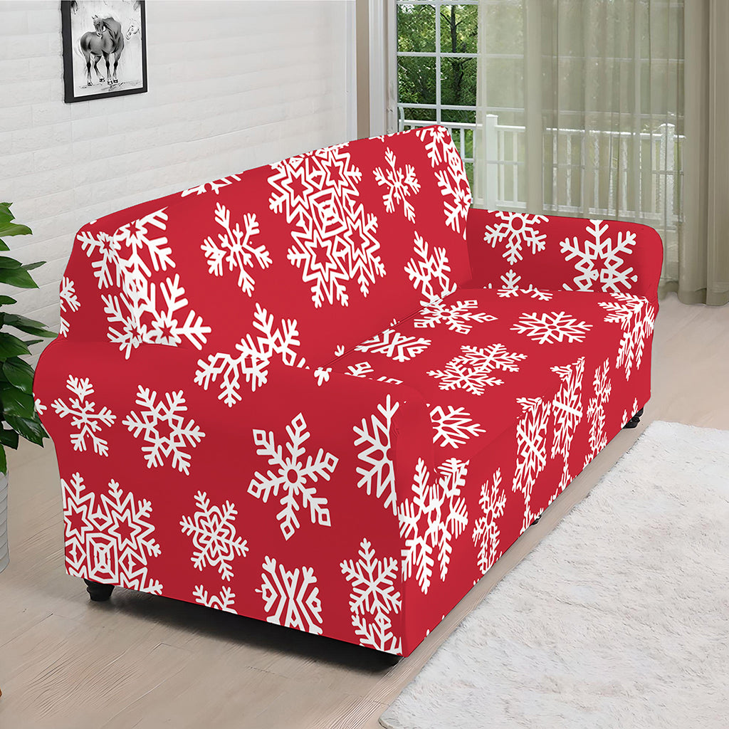 Merry Christmas Snowflakes Pattern Print Sofa Cover