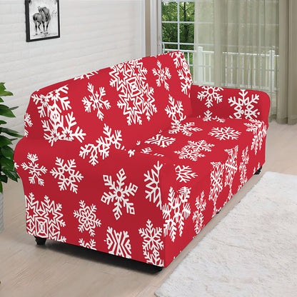 Merry Christmas Snowflakes Pattern Print Sofa Cover
