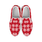 Merry Christmas Snowflakes Pattern Print White Slip On Shoes