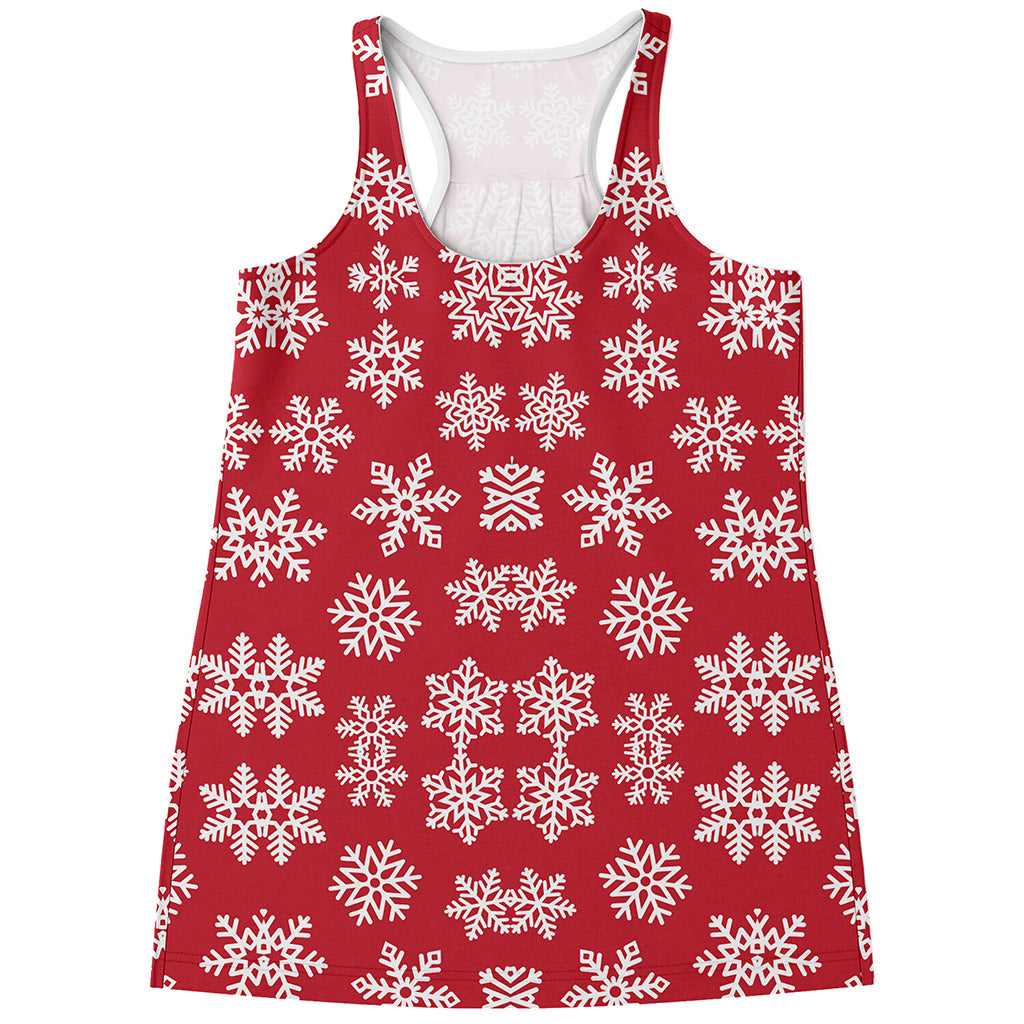 Merry Christmas Snowflakes Pattern Print Women's Racerback Tank Top