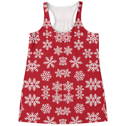 Merry Christmas Snowflakes Pattern Print Women's Racerback Tank Top